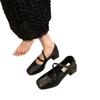 Thick Heel Square Head Mary Jane Small Leather Shoes Women's British Spring and Autumn Shoes Light Mouth Single Shoes Women's Temperament French Retr