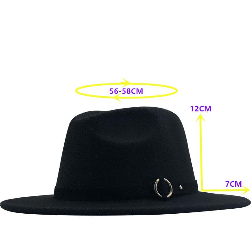Autumn and Winter New Woolen Top Hat Flat-brimmed Big Eave Hat Versatile Straight-edged Jazz Hat Church Hat