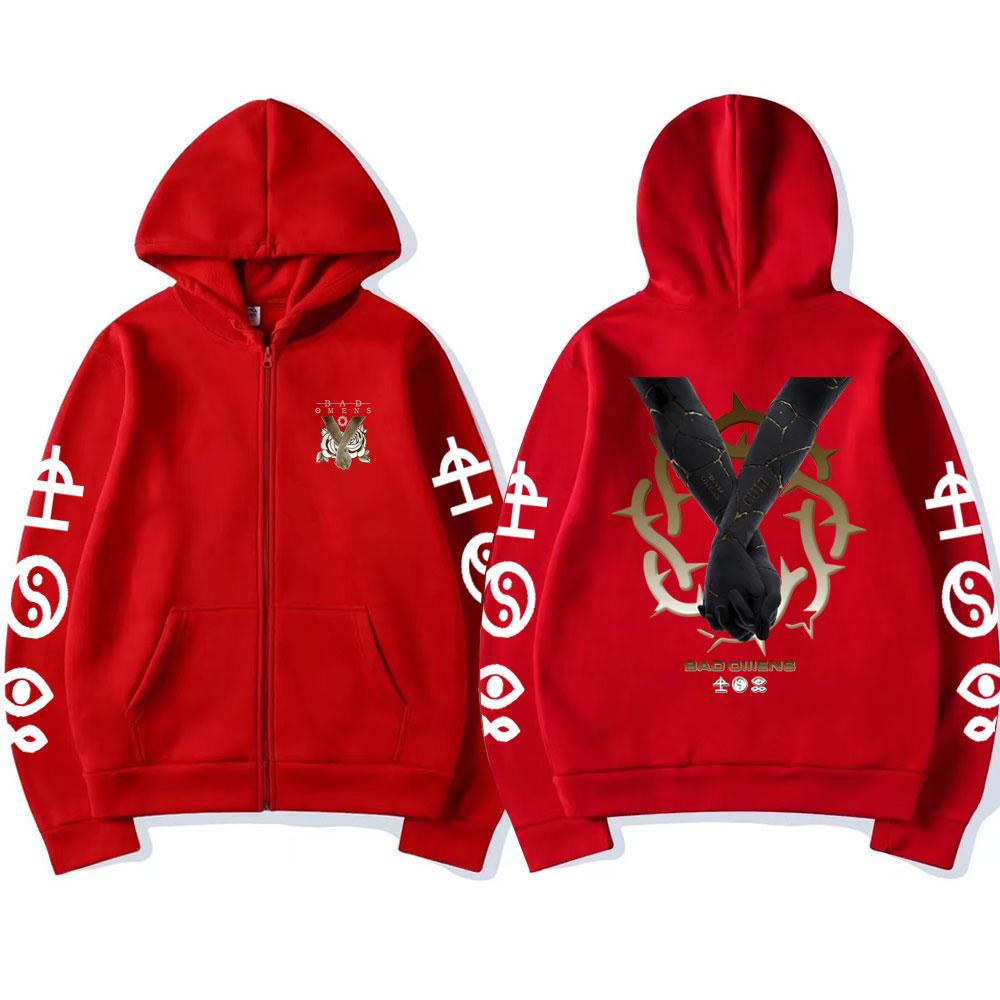 

Rock Band Bad Omens Finding God Before God Finds Me Music Album Print Zipper Hoodie Men Women Vintage Oversized Zip Up Jacket S красный