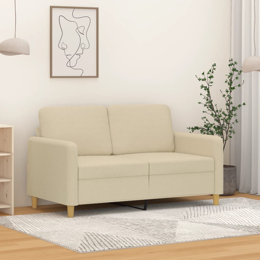 Vidaxl Sofá de 2 Lugares, Creme, 120 Cm, Estofado em Tecido