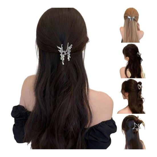 Hairpin Small Compact Metal Hair Clip Silver Color Butterflies Shape Back Head