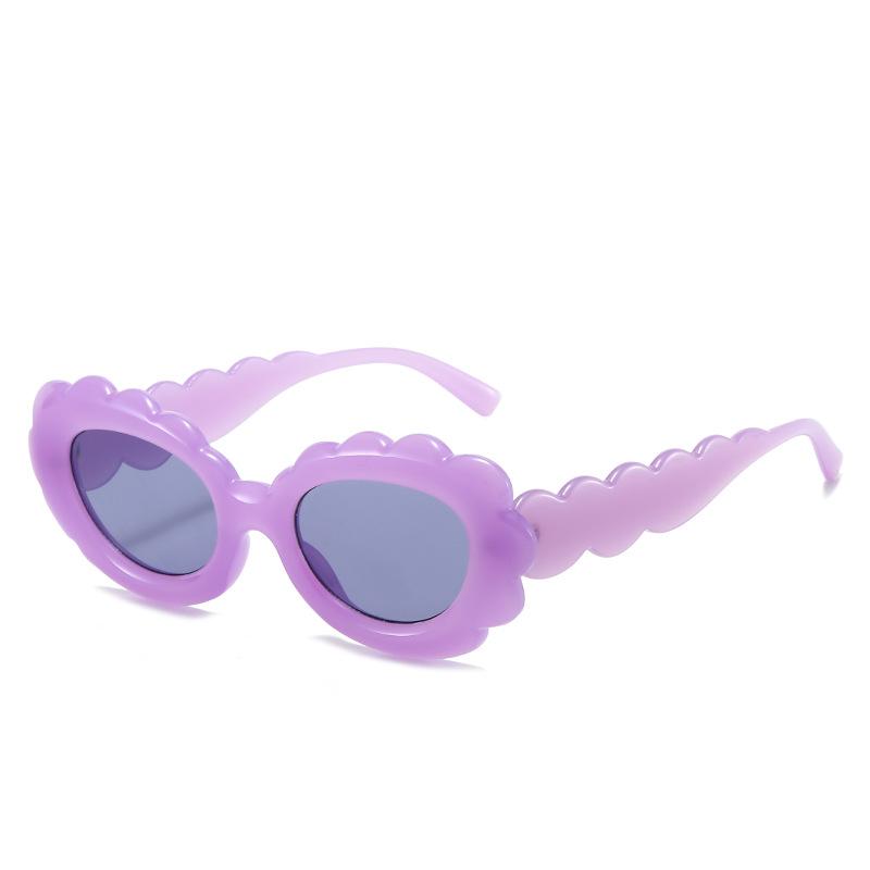 Lunettes de soleil Y2K Vintage à Monture Large Motif Ondulé Fleuri pour Femmes Hommes Lunettes de Soleil de Designer de Luxe Teintes Punk Violet Rose