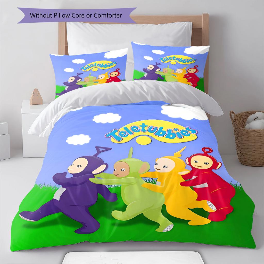 Set Copripiumino Trapuntato con Fantasia Teletubbies Federa Decorazione per la Casa Regalo (1 * copripiumino + 2 * federa, senza nucleo)