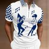 New Men's Polo Shirts with 3D Digital Print, Crewneck Short Sleeve Casual Sportswear