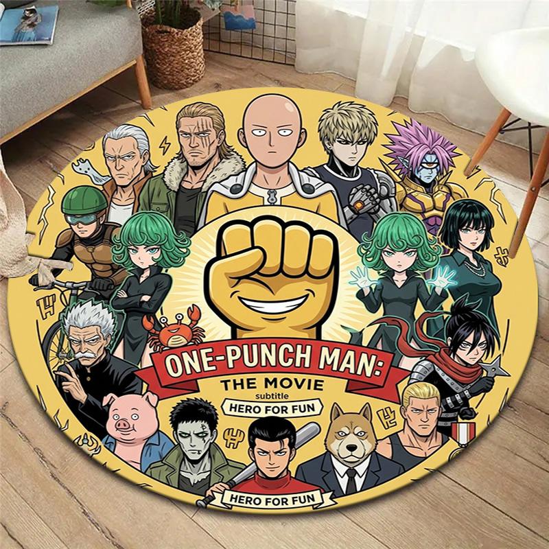 Onepunch Man Round Area Rug Carpet Rug For Living Room Bedroom Sofa Playroom Decor Nonslip Floor Mat