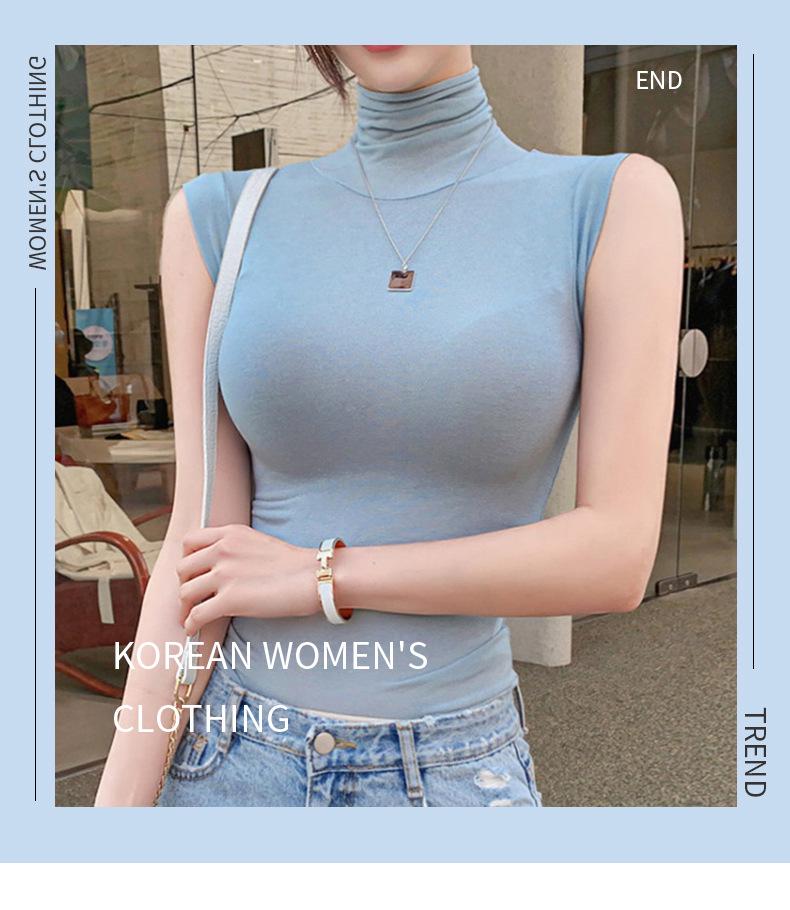 Corea del Sud Dongdaemun Gilet Senza Maniche Trasparente a Collo Alto - Top Sexy Slim Fit da Donna