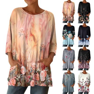 Women's 3/4 Sleeve Shirts Graphic Tees Shirts Casual Basic Tops Pullovers