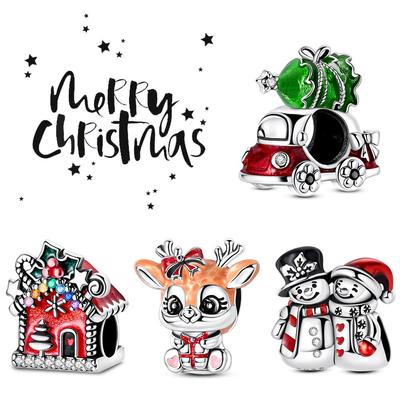Santa Claus Holds A Heart Bead Copper Colors Charm Beads Fit Original Charms Bracelet Beads For Women Jewelry Making Gifts