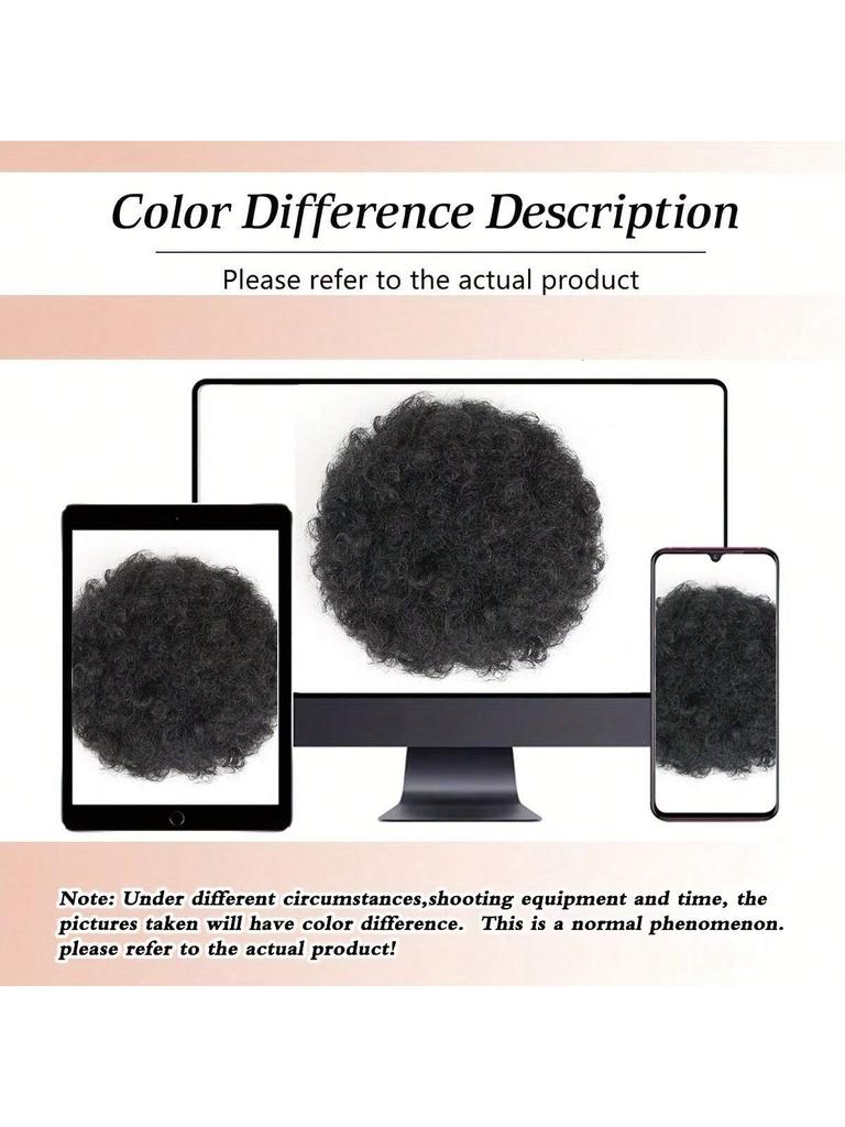 Afro Puff Drawstring Ponytail Hair Buns 1PCS/Pack 6 Inch for Girls Children Black Women Natural Black Kinky Curly Hair Updo Donut Chignon