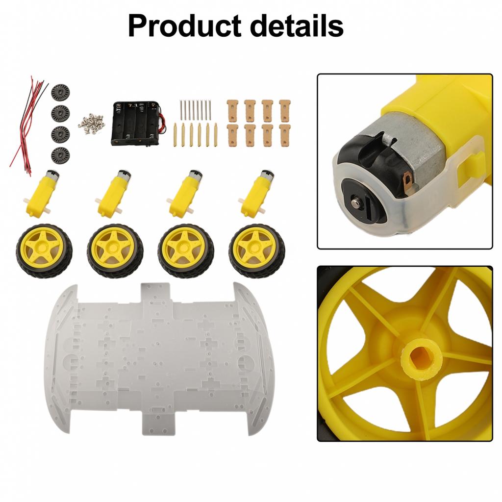 DIY 4WD Robot Car Chassis Kit with Tachometer Encoders Simple Installation