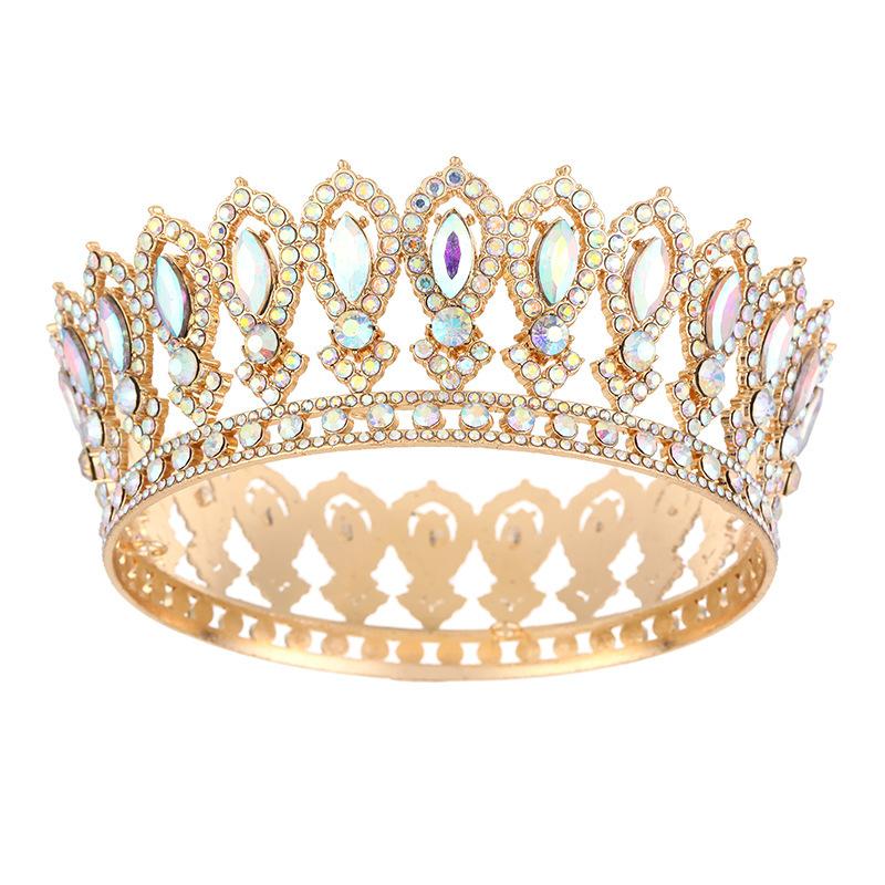 Neuer Barock Legierung Leichter Luxus Haarschmuck Braut Hochzeit Legierung Voll Diamant Krone Vollrunde Krone Schmuck