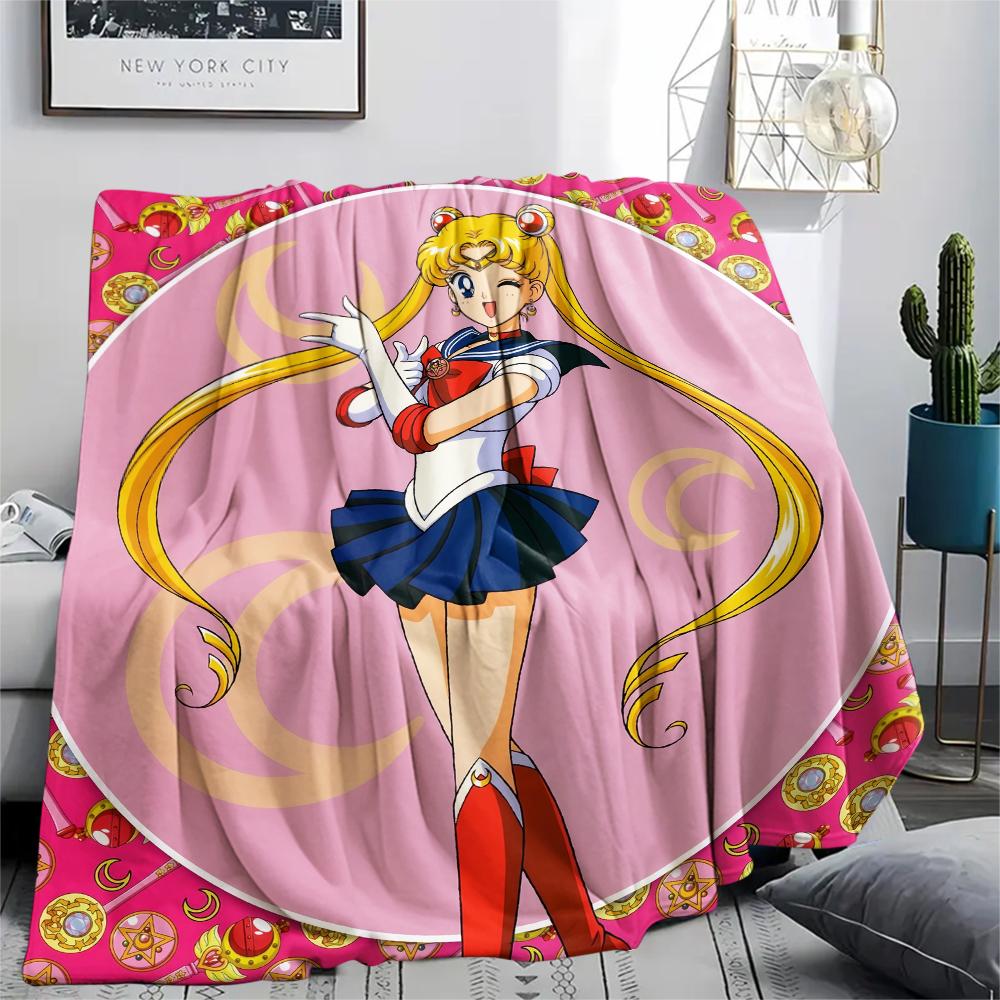 Sailor Moon Sailor Moon pattern Flannel Blanket, High quality Comfortable for All Seasons, Home Decor, Warmth and Comfort, Perfect for Gifts.