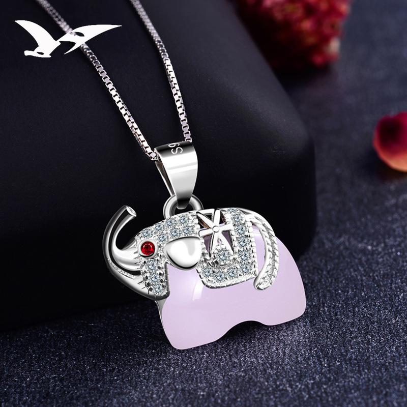 Silver Elephant Pendant Artificial Crystal+Zirconia Inlaid for Necklace Collarbone Chain(not Include Chain)