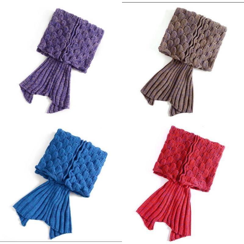 Scale Vintage Fish Pattern Mermaid Woollen Blanket Knitted Cozy Autum Spring