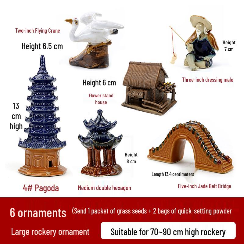 Rocalla de Piedra de Montaña Cerámica para Estanques de Peces, Decoraciones de Bonsái - Adornos de Paisaje para Patio.