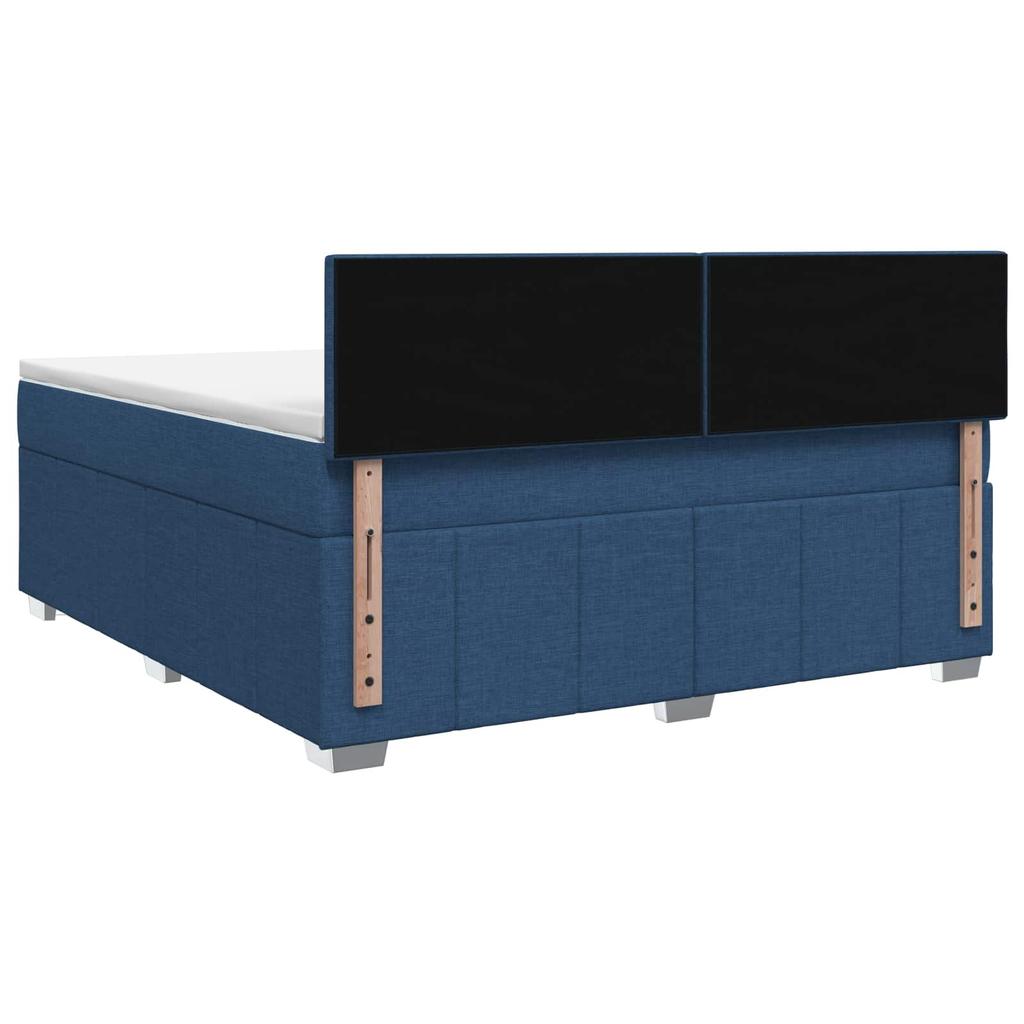 Box Spring Bed with Mattress and Headboard Blue 140 x 200 cm Fabric