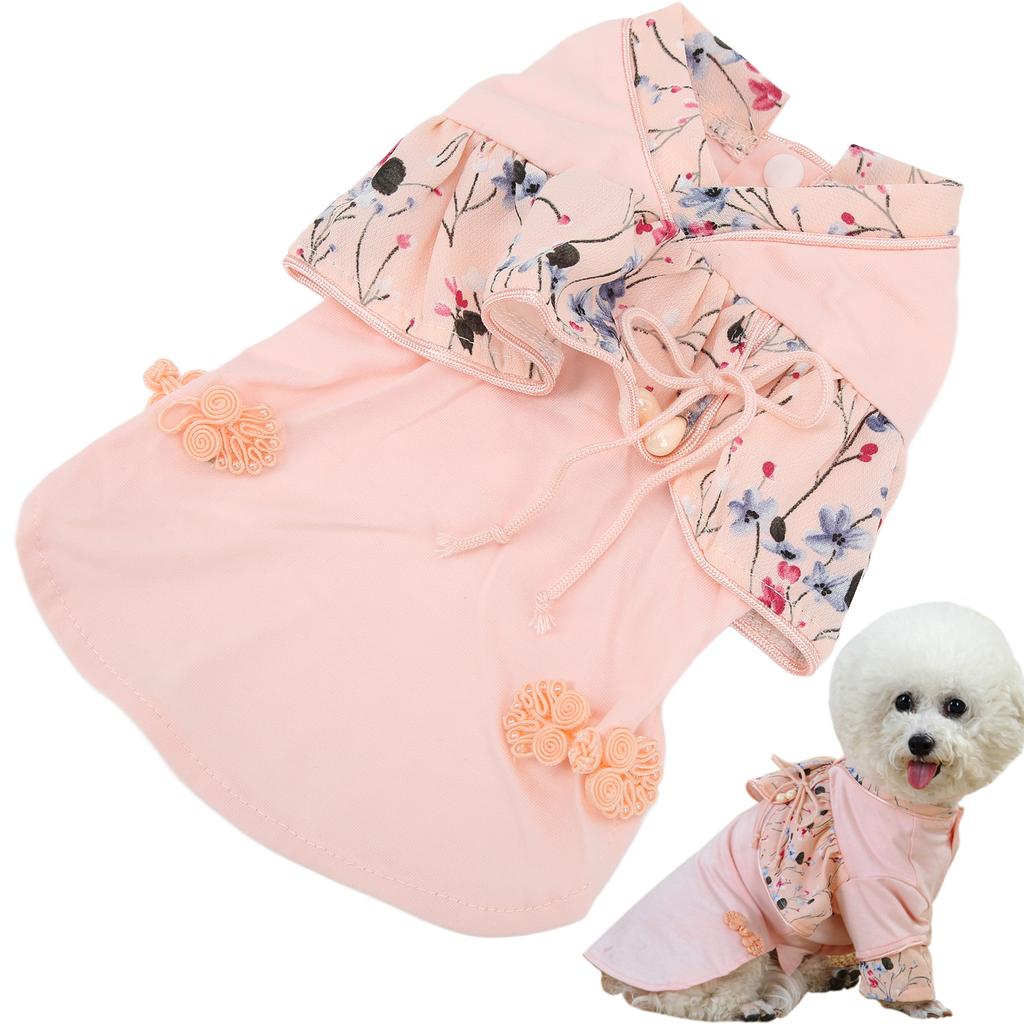 Tang Anzug Haustierkleid Hund Chinesischer Stil Elegant Cheongsam Satin Kostüm für Kleine Hunde Welpe Haustier