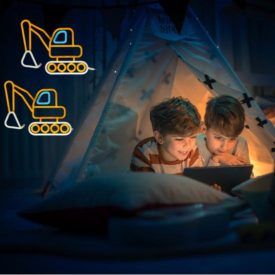 2Pcs Neon Sign Construction Excavator Vehicles LED Neon Light USB Powered Wall