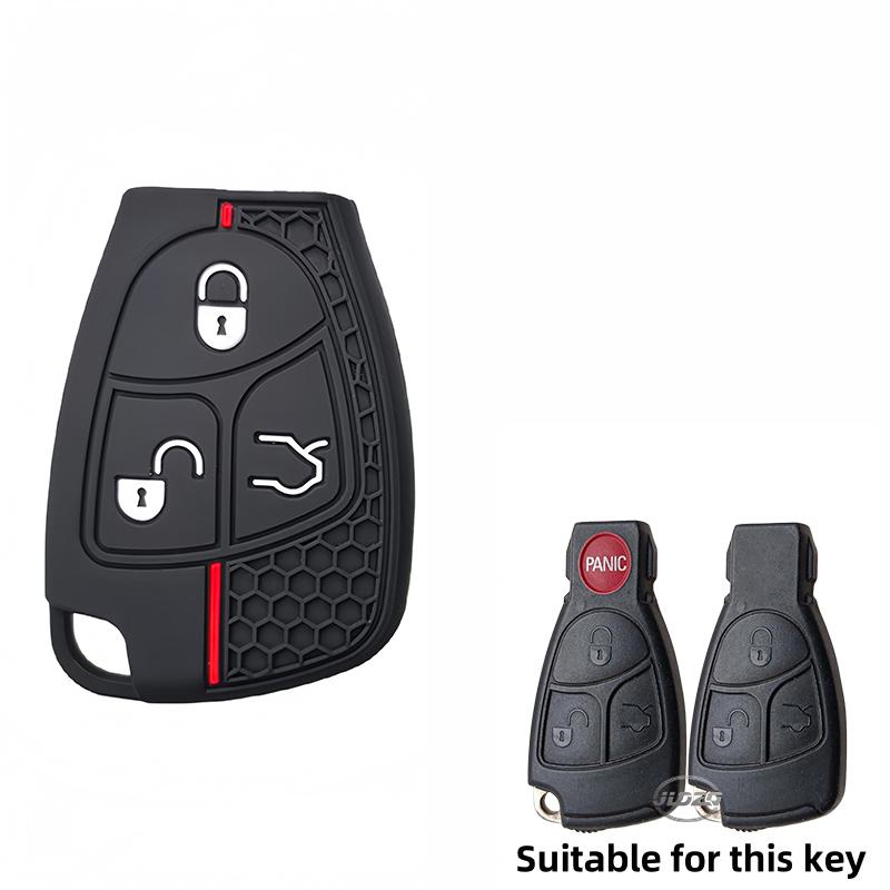 

Silicone Cover For Mercedes Benz B C E ML S CLK CL 3 Buttons Rubber Skin Remote Key Fob Case Car Key Protection чёрный