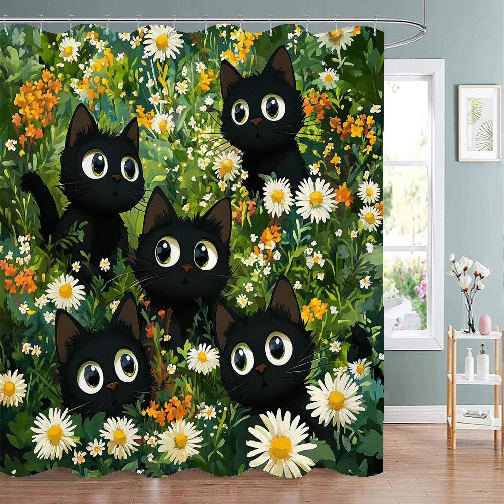 Cartoon Animals Shower Curtains Cute Fox Lion Deer Rabbit Autumn Floral Plant Kids Bath Curtain Polyester Bathroom Bathtub Dec