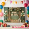 2D Sage Green Gold Birthday Backdrop for Men & Women Rustic Party Decor