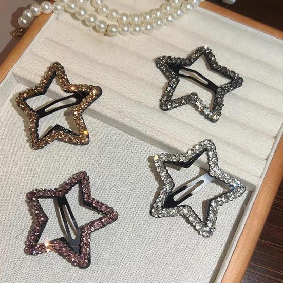 Hairpins Rhinestones Shining Hollow Five-Pointed Star Shape Hair Clips Stable Non-Damaging Hair