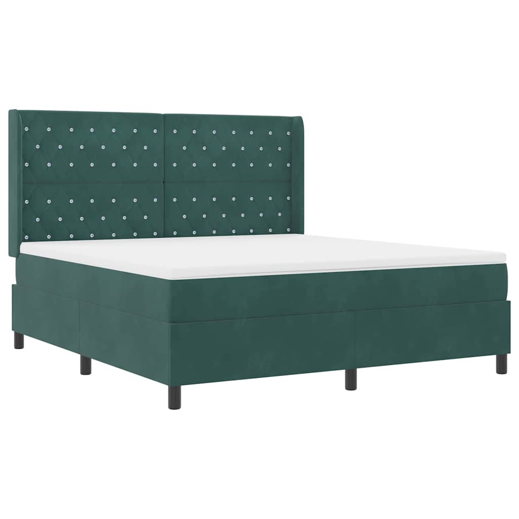 Box Spring Bed with Mattress Dark Green 180 x 200 cm Velvet
