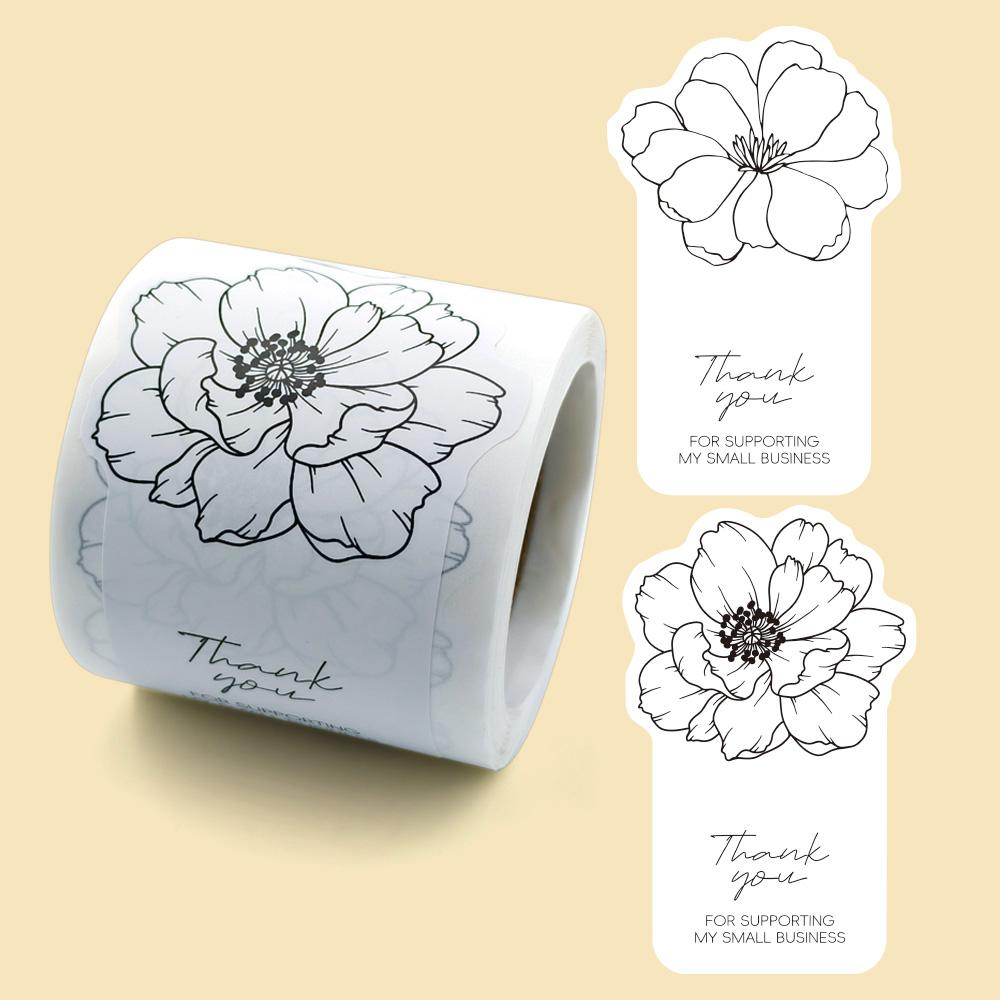 100 шт./рулон Наклейки «Бабочка и Цветок» со словами «Спасибо» для Малого Бизнеса, Наклейки для Упаковки Подарков, Почтовых Конвертов, Материалы для Отправки
