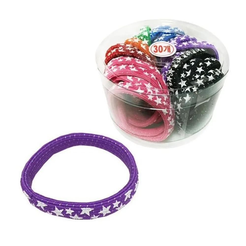 Star Pattern Flat Elastic Hair Ties (30-Pack)