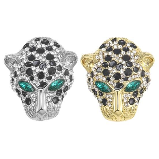 Brož s hlavou leoparda drahokamy vykládané leštěným tvarem mocného pantera Kabát Límec Oblek Taška Klobouk Dekorace Oblečení Šperky Příslušenství