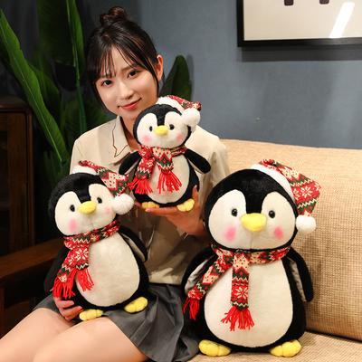 Christmas Gift Cute Penguin Doll Plush Toy Santa Hat Penguin Doll Ornament Sleeping Pillow