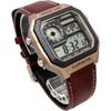 Casio World Time Digital Watch AE-1200WHL-5AV Metallic Brown Leather Band Men's Overseas Model