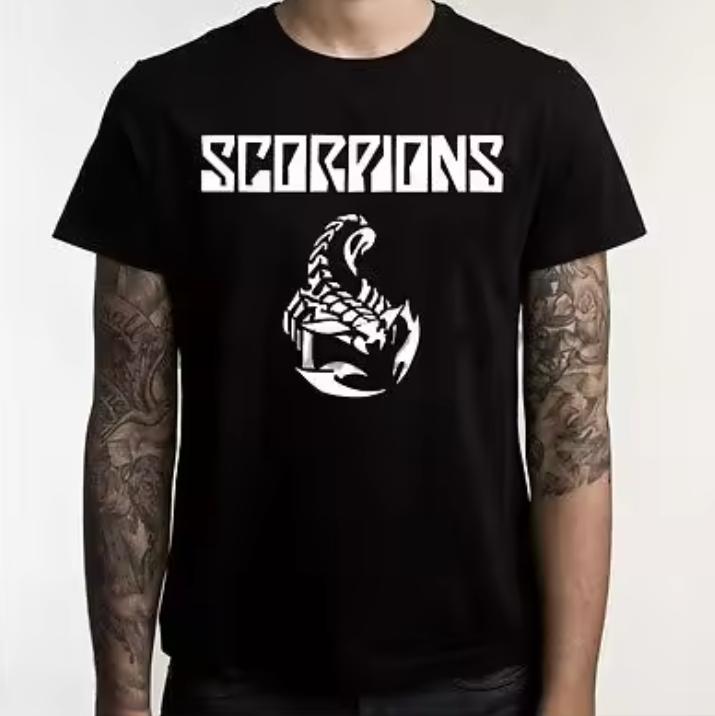 Scorpions T-shirt Hard Rock Men's Black Cotton Tee Shirt Summer Fashion Top Tees Newest Cotton Tops