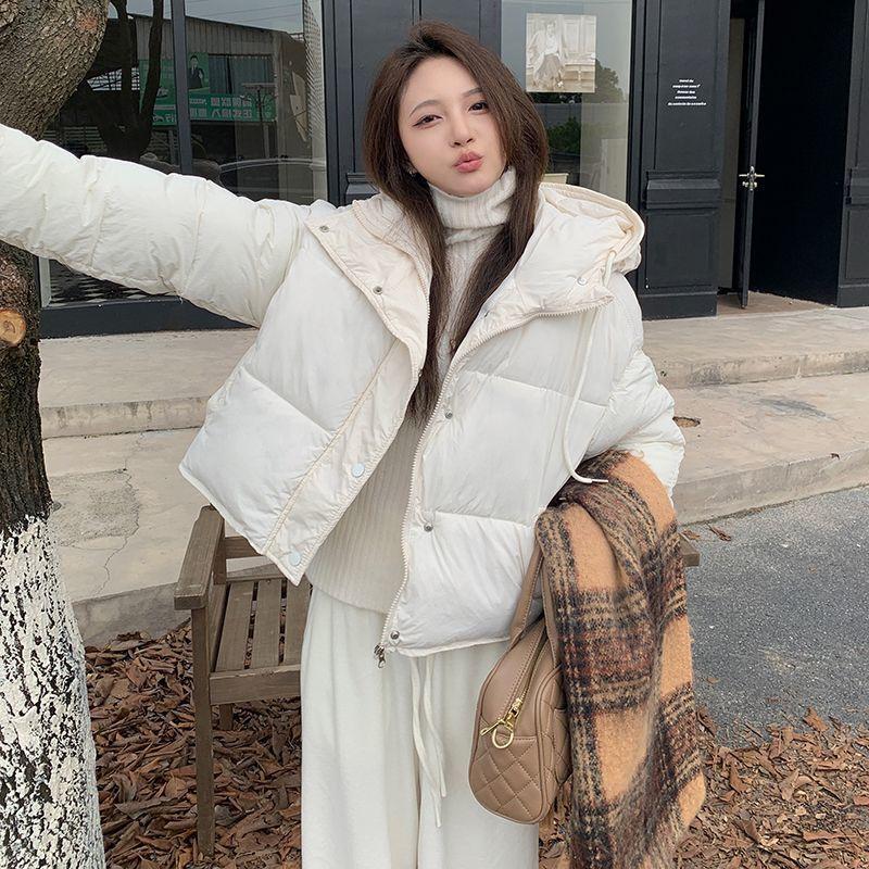 Casual Hooded Short Down Jacket for Women Korean Style Loose Bread Coat Cotton Jacket Winter Coat