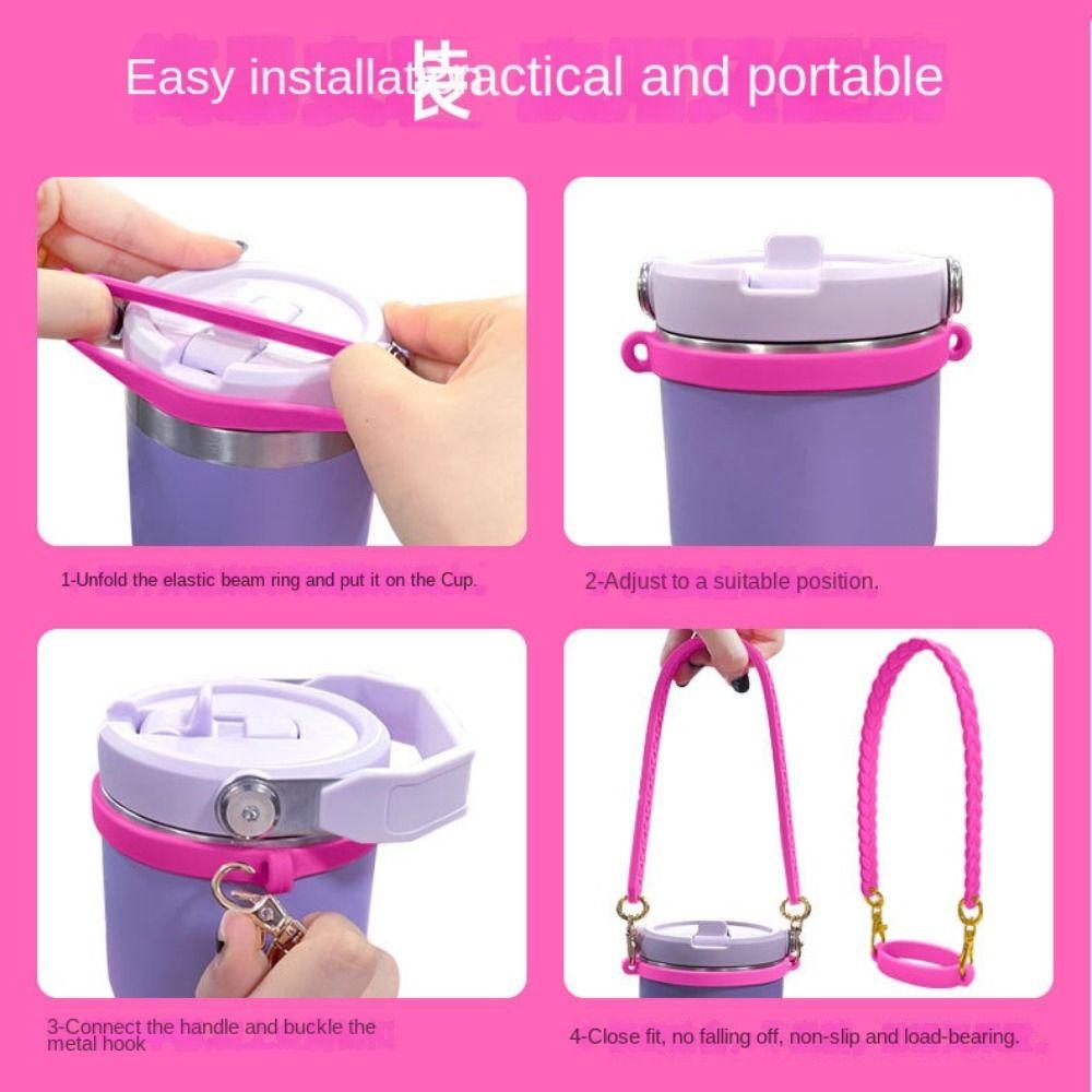 Bottle Sleeve Silicone Drawstring Ring Portable Silicone Ring Strap for Stanley Cup
