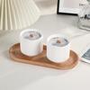 Handmade Soy Wax Vertical Striped Wood Core Ceramic Cup Scented Candle Creative High-end Scented Candle Ins Style
