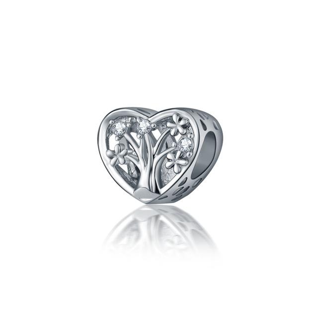 New White Love Is Forever Clover Family Tree Diy Bead Fit Original Charms Silver 925 Bracelet For Girl Fashion Jewelry