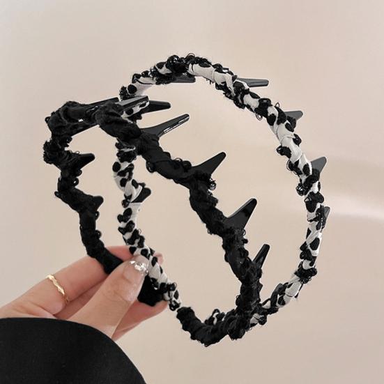 Women Headband Ribbon Decor Anti-slip Teeth Headband Lightweight Versatile Hair