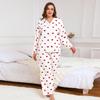 Heart Print Plus Size Women's Long Sleeve Pajama Set