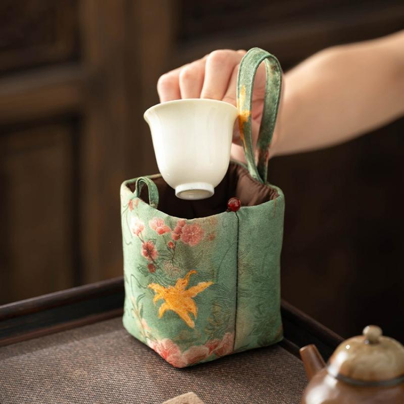 Chinesische Retro-Teetasse Kordelzug Stoffbeutel Reise Tragbare Aufbewahrungstasche Verpackung für Teeset Teekanne Tasche Tee Werkzeug Teegeschirr Neu