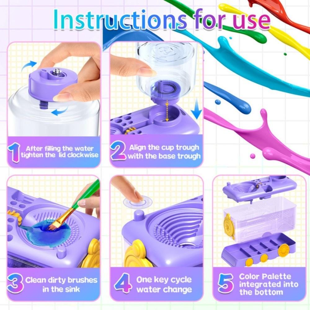 Automatic Water Circulation Paint Brush Clean Device Cleaning Machine Paint Brush Rinser  Kids