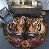 Tiger Artwork Round Area Rug,Carpet Rug for Living Room Bedroom Sofa Playroom Decor,Non-slip Floor Mat