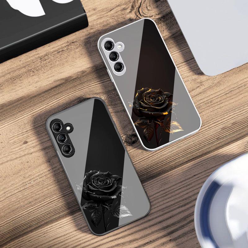 The Dark Golden Rose For Samsung A 73 72 71 70 56 55 54 53 52 51 50 42 35 34 33 32 31 26 25 24 23 22 30 20 Glass Phone Case