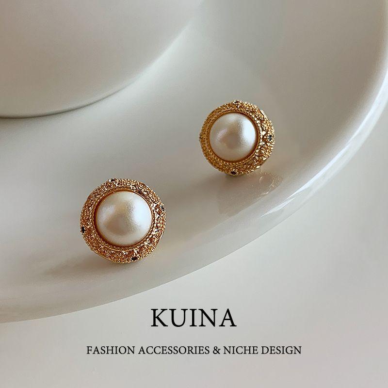 

Exquisite Small White Pearl Earrings New Best Selling Elegant round Sterling Silver Needle Women s Earrings Fancy Earrings Picture Color