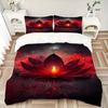 3pcs Lotus Bloom Soft Comfortable Bedding set, For Bedroom, Guest Room And Dorm, All - Season Use, High-Definition Printing182