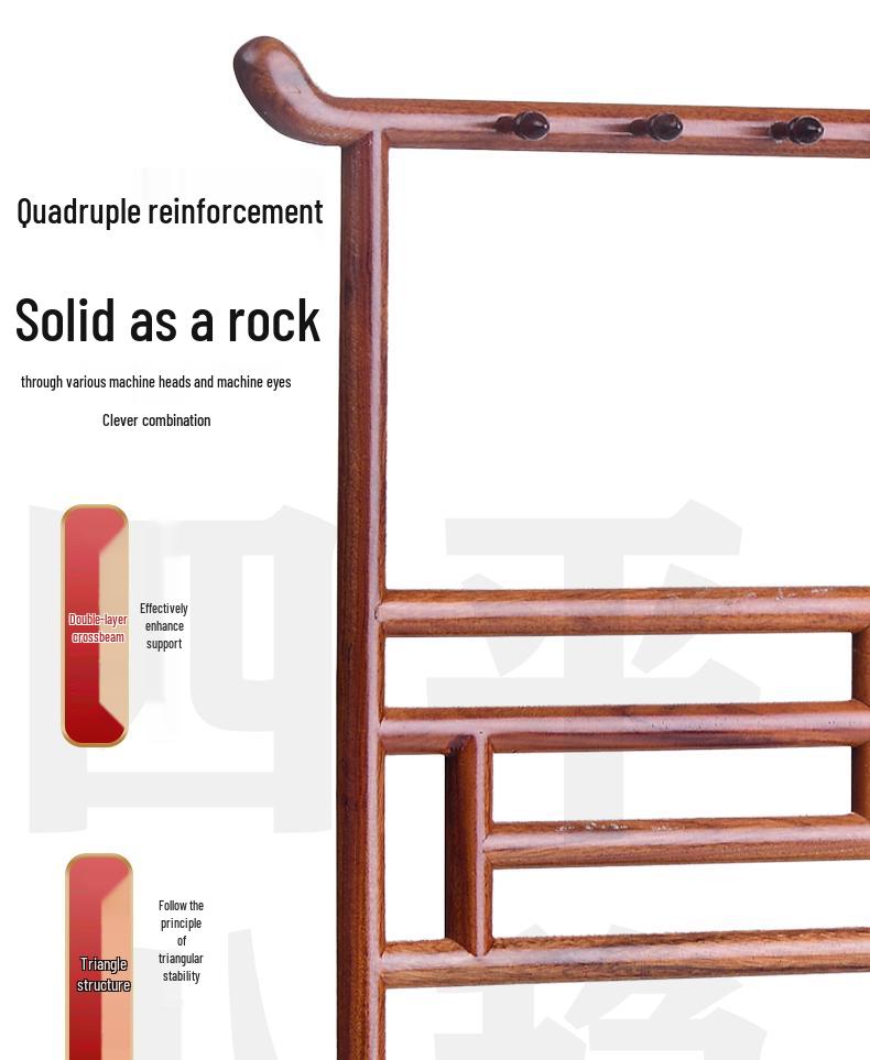 Rosewood Calligraphy Brush and Pen Holder - Solid Wood Rack for Study Treasures