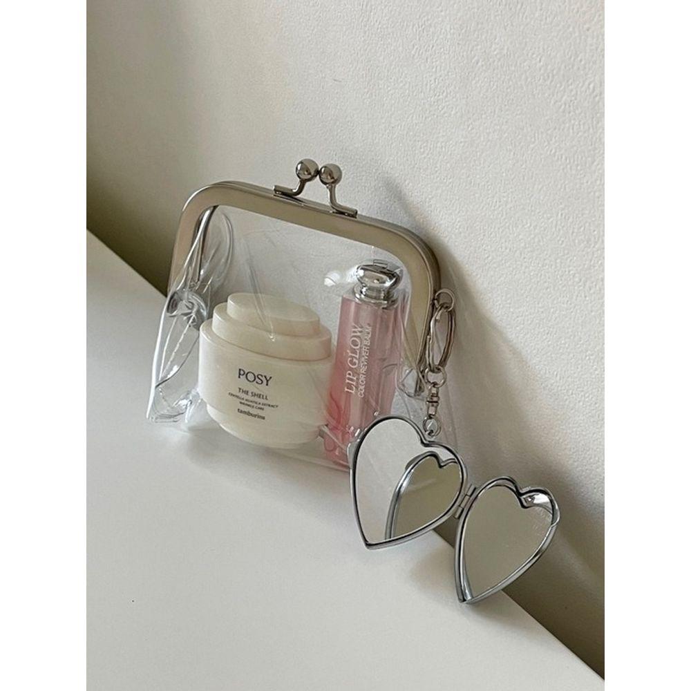 Elegant table heart ribbon mirror keyring pouch keyring phone keychain