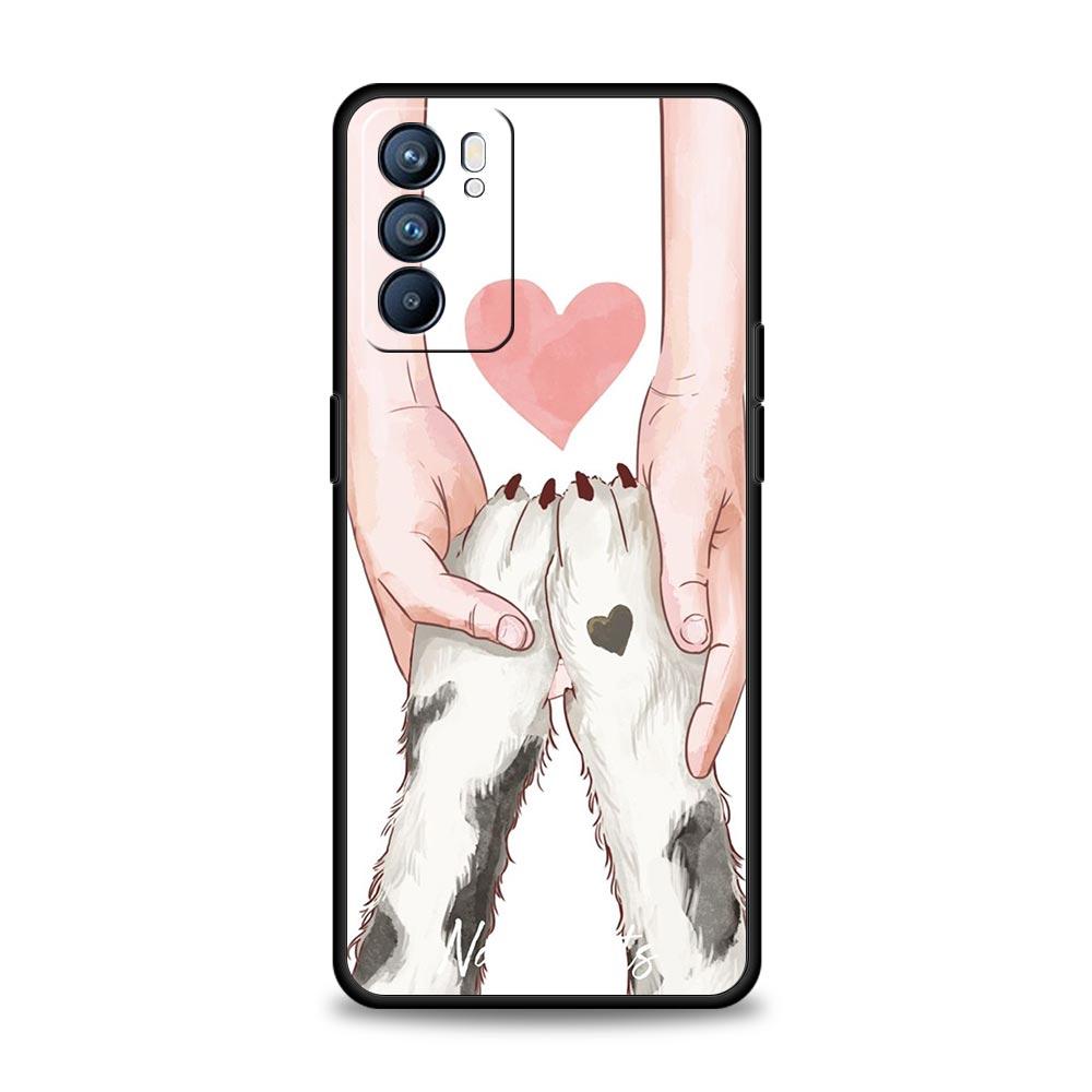 Dog Paw Phone Case For Oppo Reno13 Reno12 Reno11 F Reno10 Pro A54 5G Find X5 A53 A52 A9 A17 A57 A78 4G A79 A80 A98 Cover