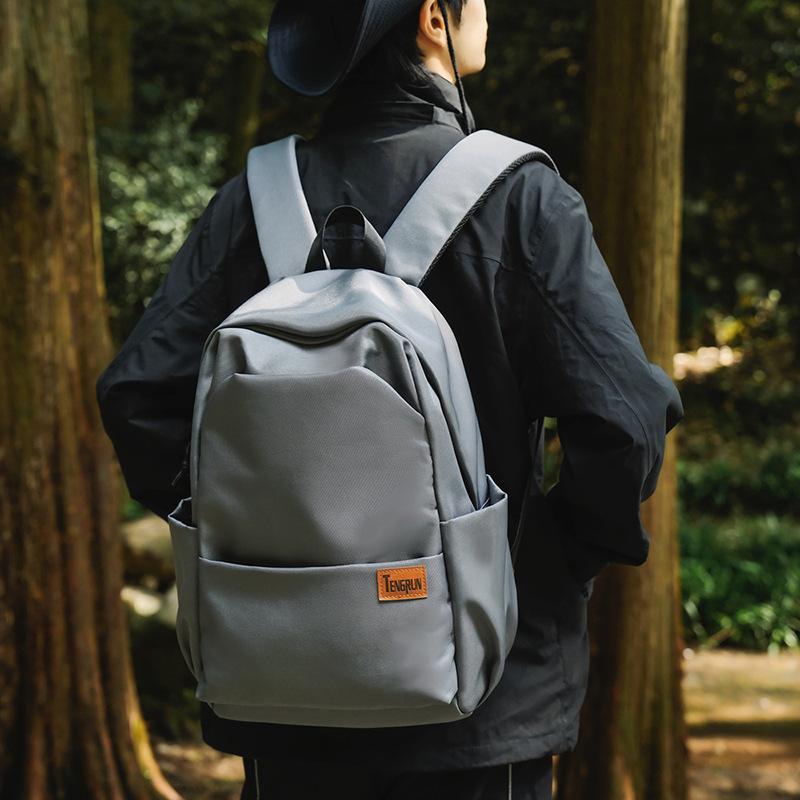 Women Solid Color Backpack Men's Backpack Lightweight Travel Computer Bag Student Schoolbag