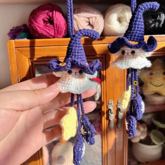 Halloween Pendant 3D Soft Plush Ghost Crochet Kit Festive Holiday Pendant Decoration Whimsical Halloween Accessories